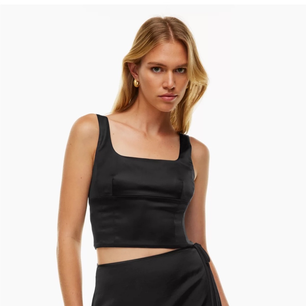 Black satin bustier Aritzia